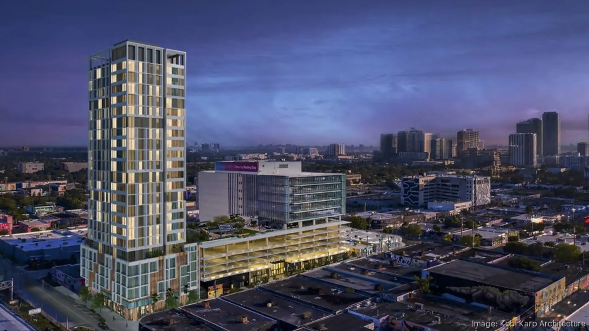 Architectural rendering of Clara Wynwood, a planned 147-unit multifamily tower at 2601 NW 6th Ave. in Miami’s Wynwood neighborhood, reflecting 2025 real estate trends.